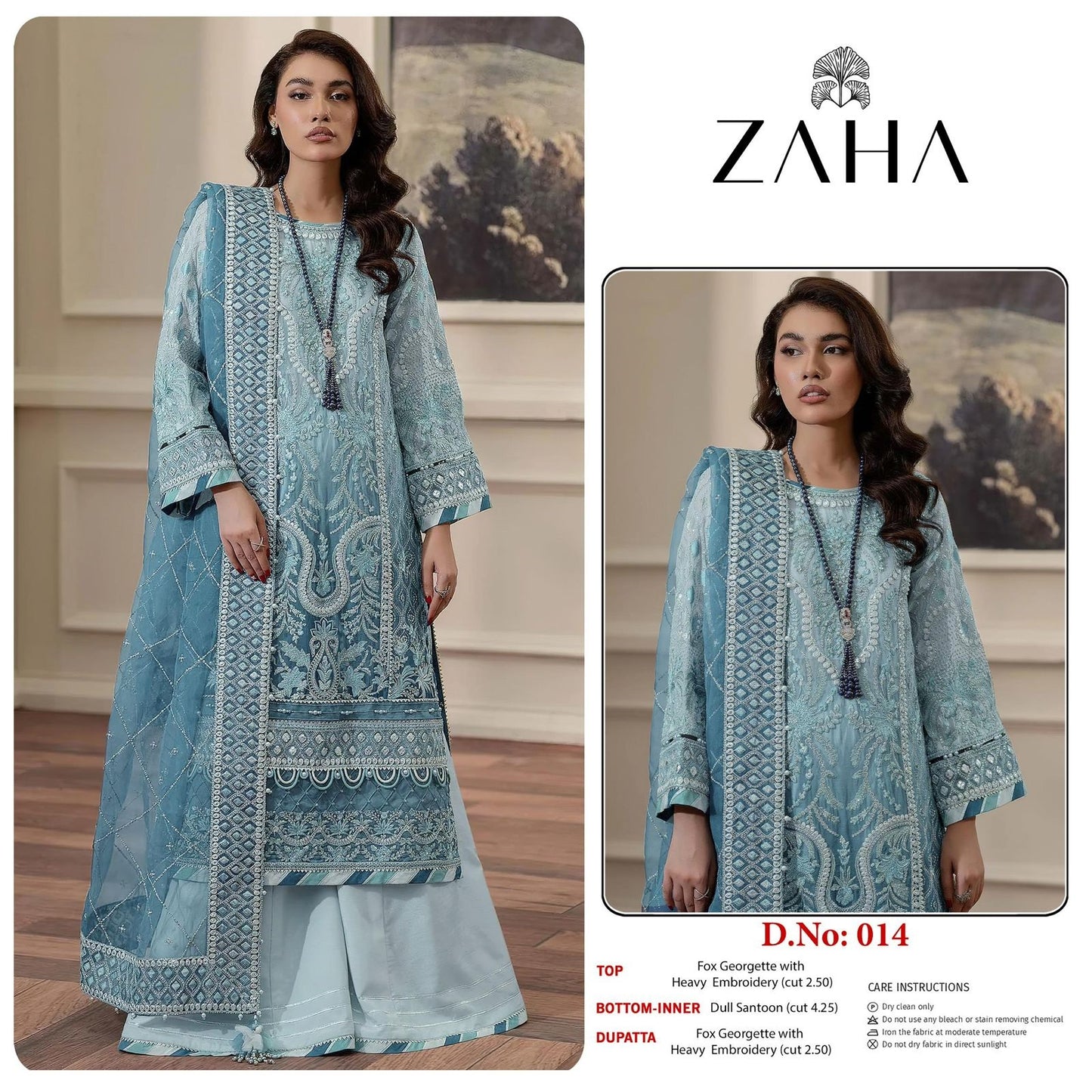 014 Blue Zaha Georgette Pakistani Salwar Suits
