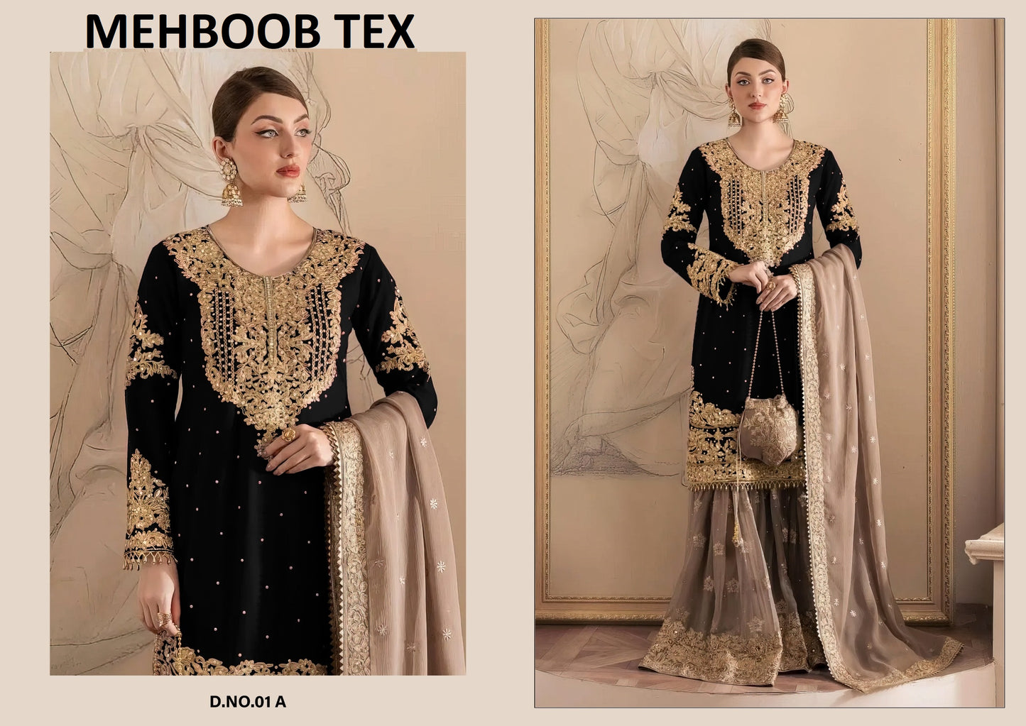 01A Mehboob Tex Pearl Work Pakistani Readymade Suits