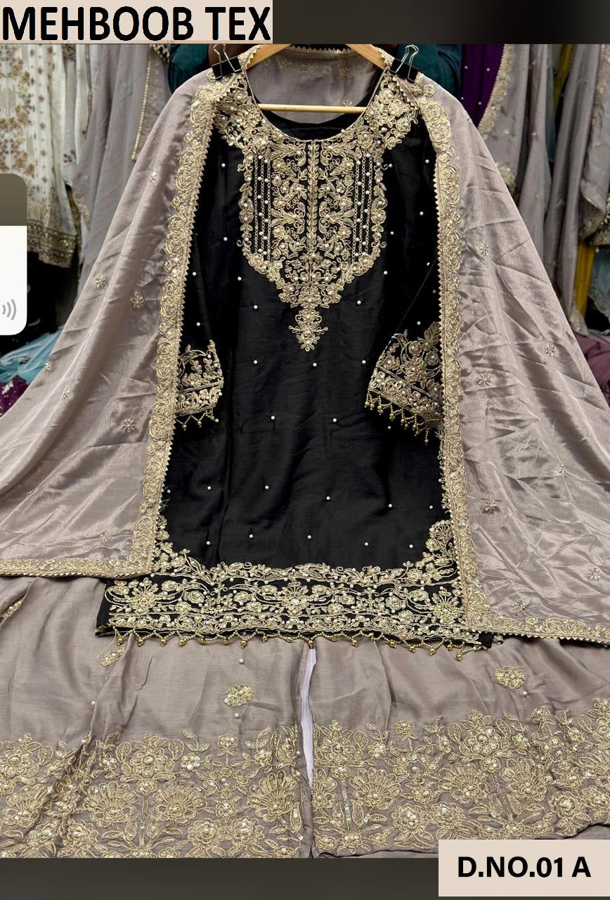 01A Mehboob Tex Pearl Work Pakistani Readymade Suits