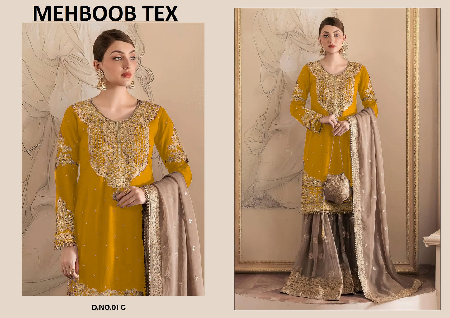 01C Mehboob Tex Pearl Work Pakistani Readymade Suits