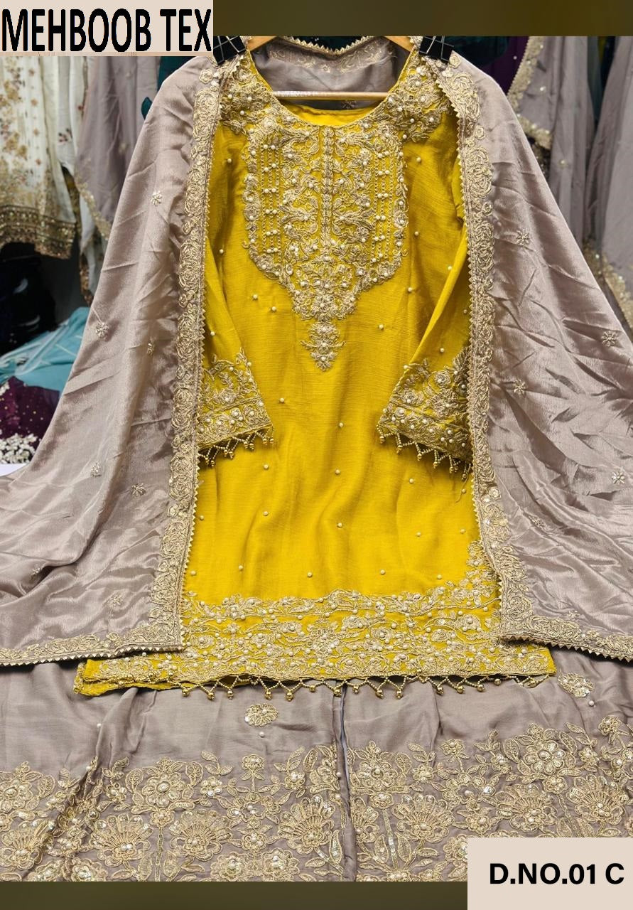 01C Mehboob Tex Pearl Work Pakistani Readymade Suits