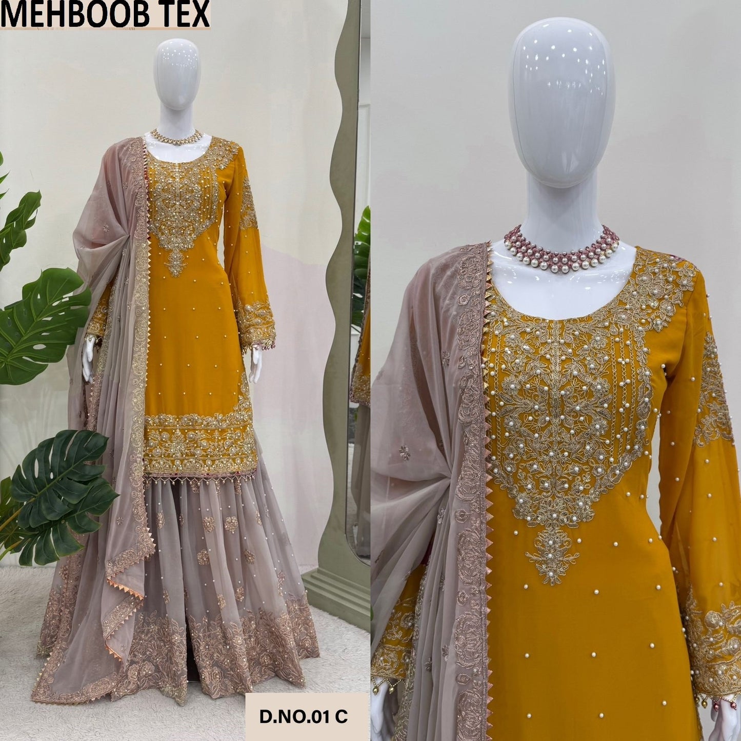 01C Mehboob Tex Pearl Work Pakistani Readymade Suits