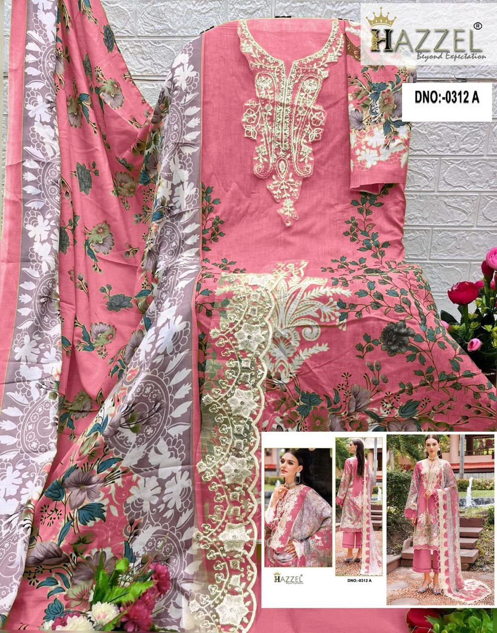 0312-A Hazzel Printed Pakistani Patch Suits