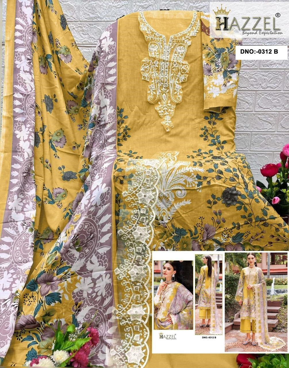 0312-B Hazzel Printed Pakistani Patch Suits