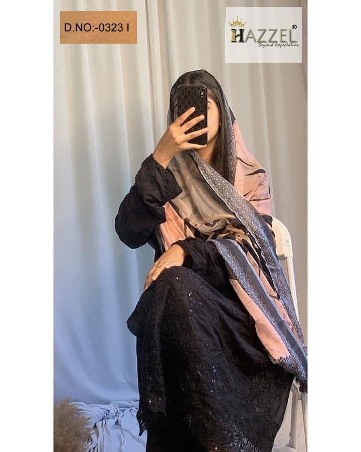 0323 I Black Hazzel Embroidery Pakistani Salwar Suits