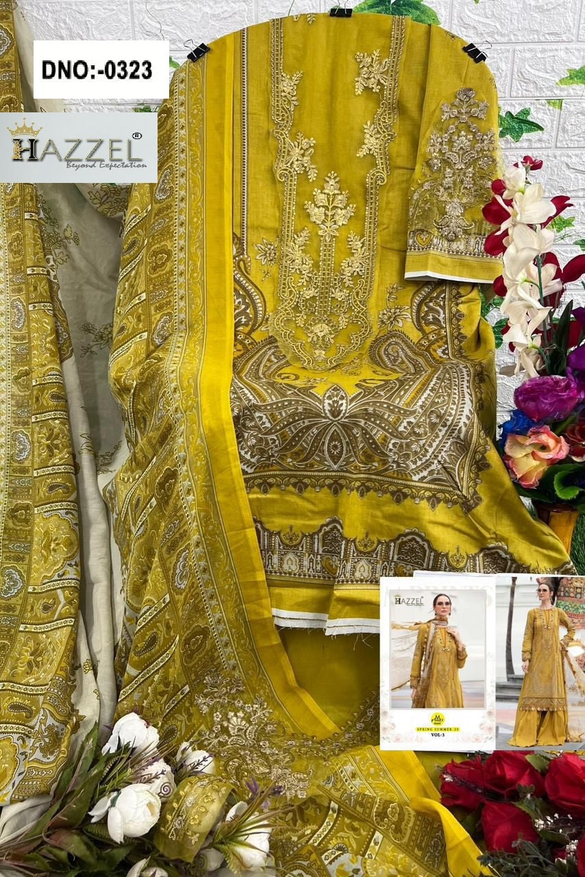 0323 Mustard Hazzel Embroidery Pakistani Salwar Suits