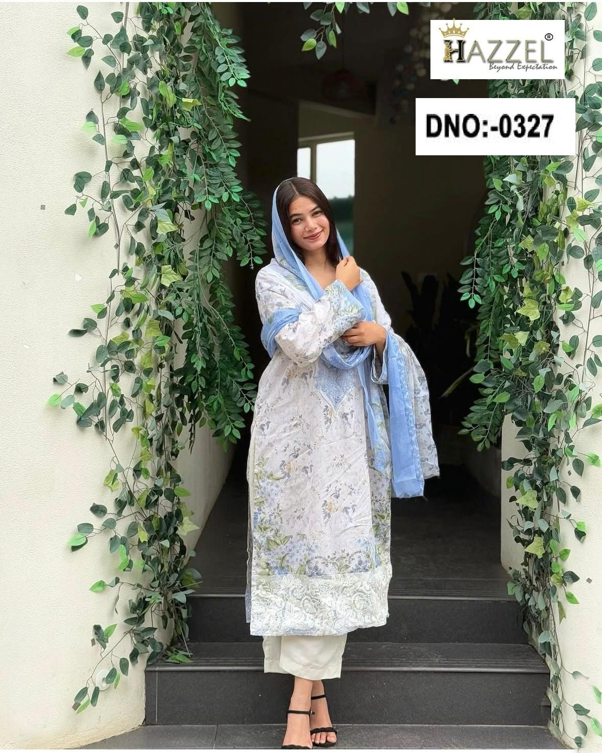 0327 Needle Wonder Hazzel Printed Pakistani Patch Suits