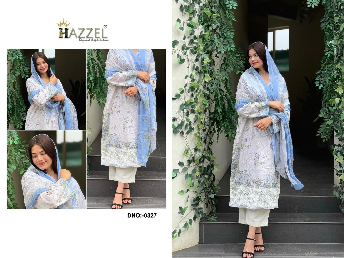 0327 Needle Wonder Hazzel Printed Pakistani Patch Suits