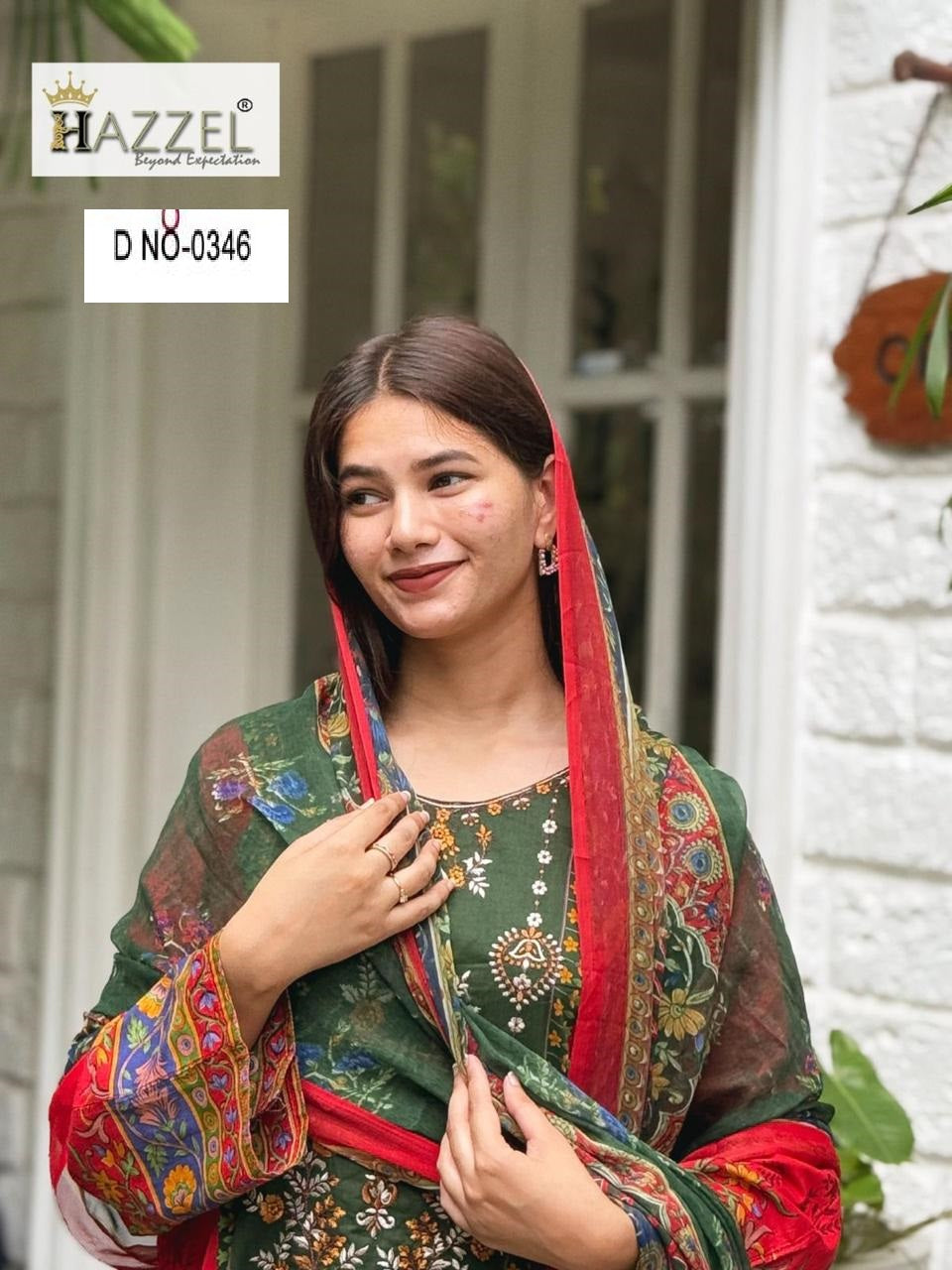 0346 Red Hazzel Emeboidered Pakistani Salwar Suits