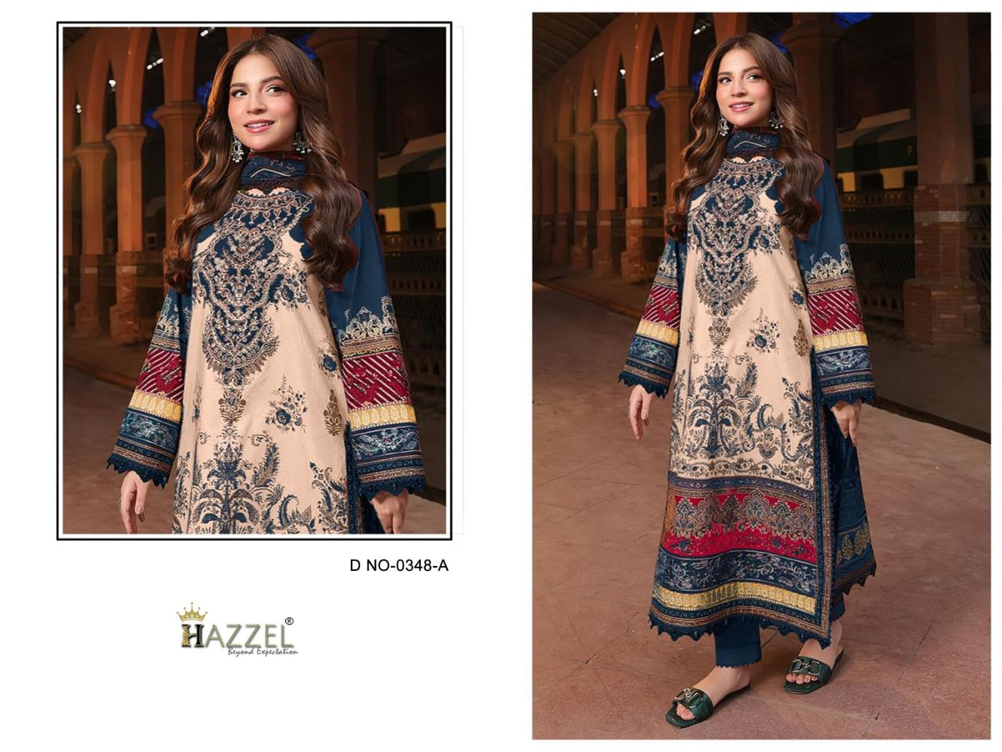 0348-A Hazzel Embroidery Pakistani Patch Suits