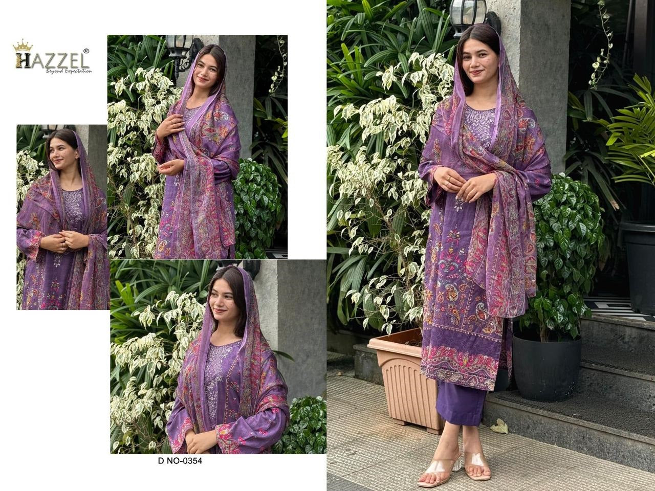 0354 Lavender Hazzel Emeboidered Pakistani Salwar Suits