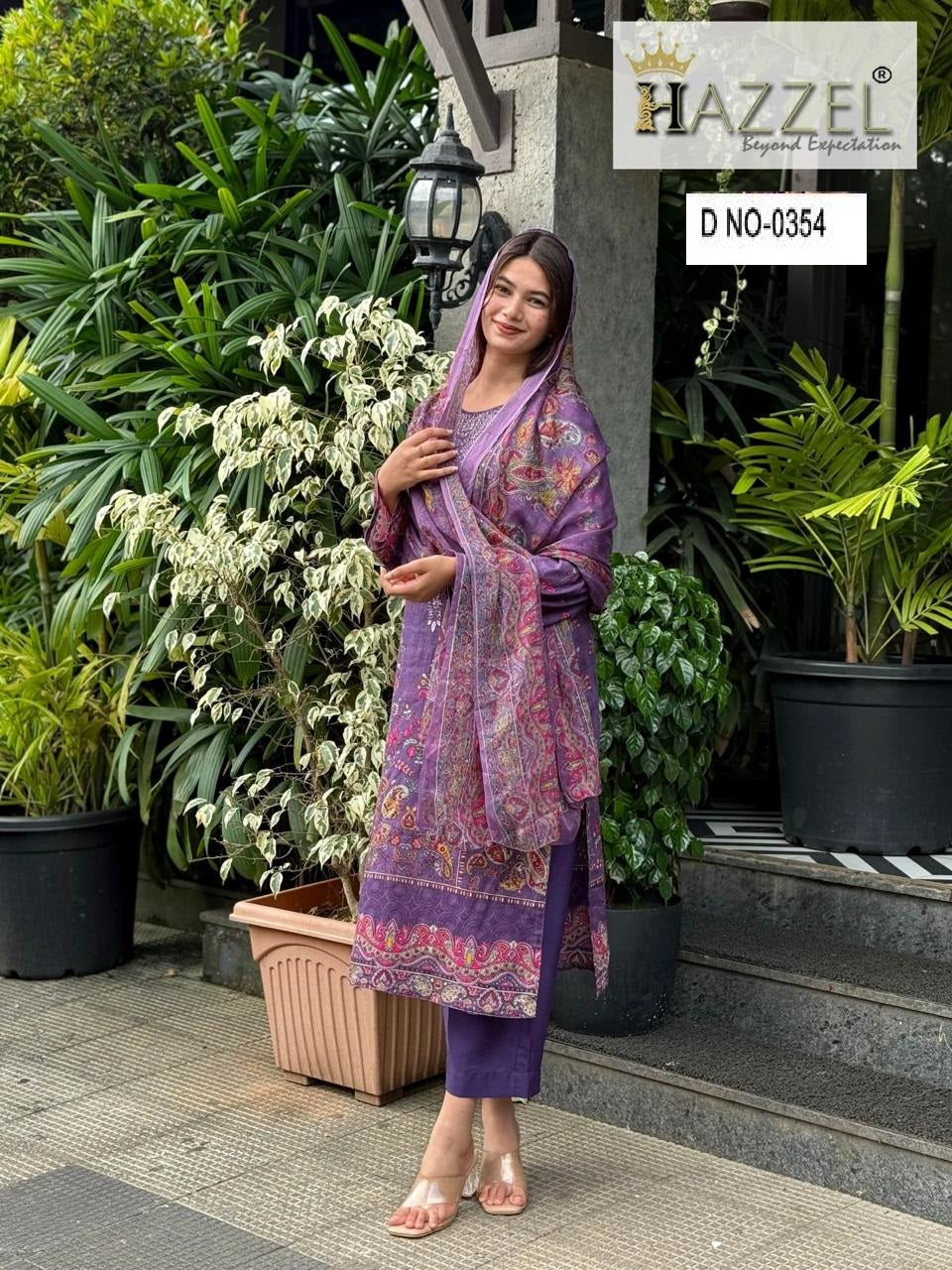 0354 Lavender Hazzel Emeboidered Pakistani Salwar Suits