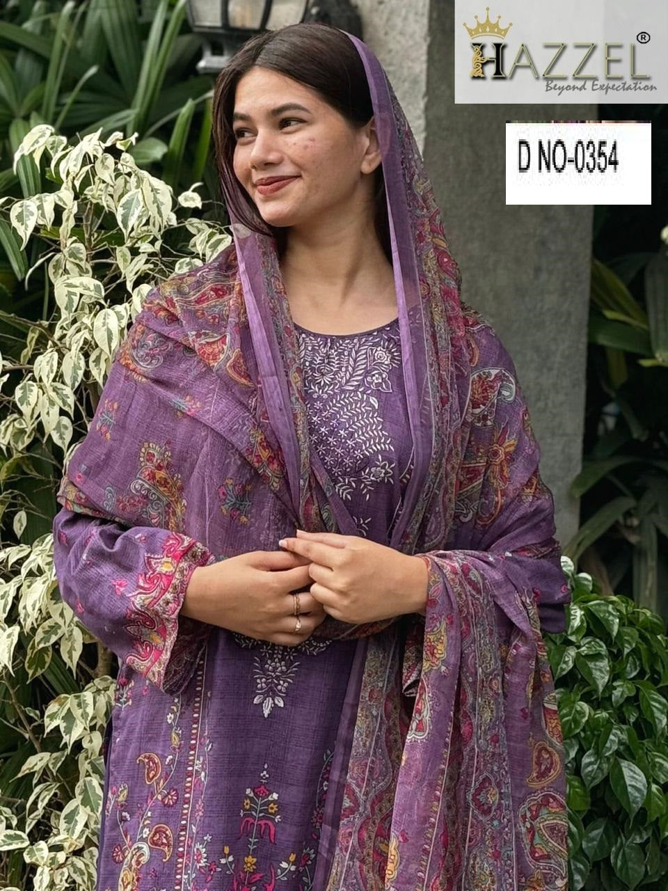 0354 Lavender Hazzel Emeboidered Pakistani Salwar Suits