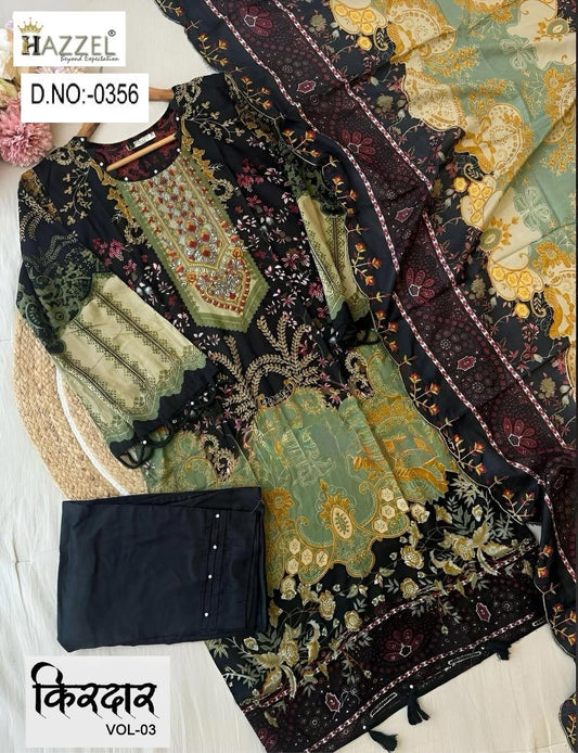 0356 Kirdar Vol 3 Hazzel Printed Pakistani Patch Suits