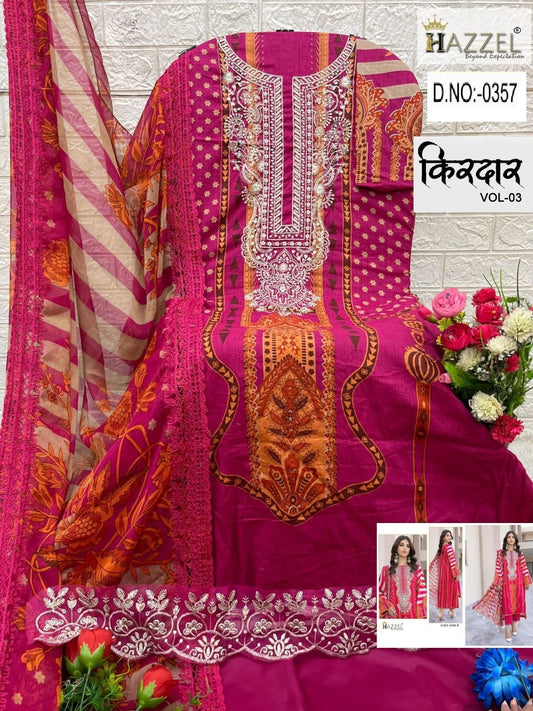 0357 Kirdar Vol 3 Hazzel Printed Pakistani Patch Suits