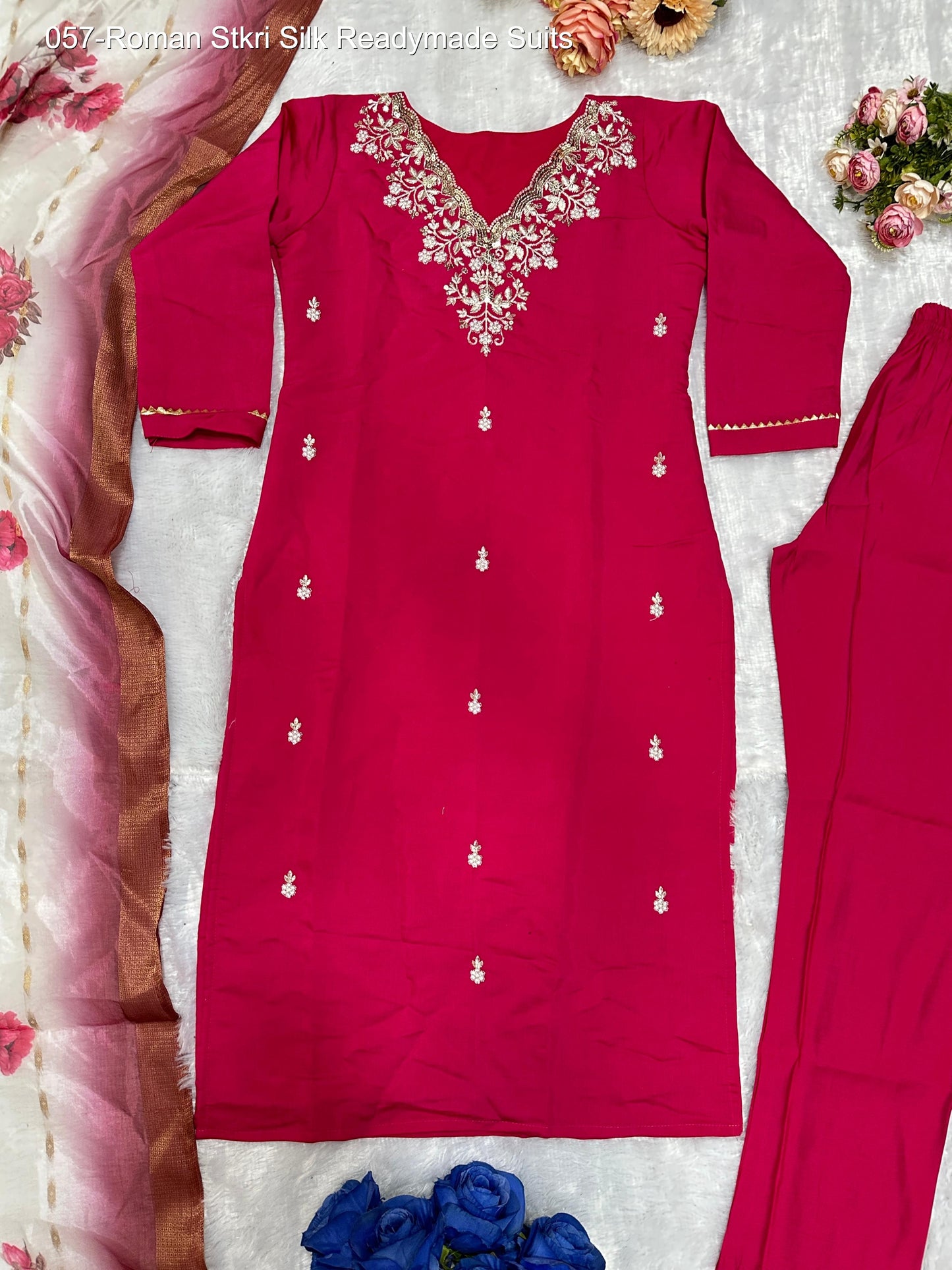 057-Roman Stkri Silk Readymade Suits