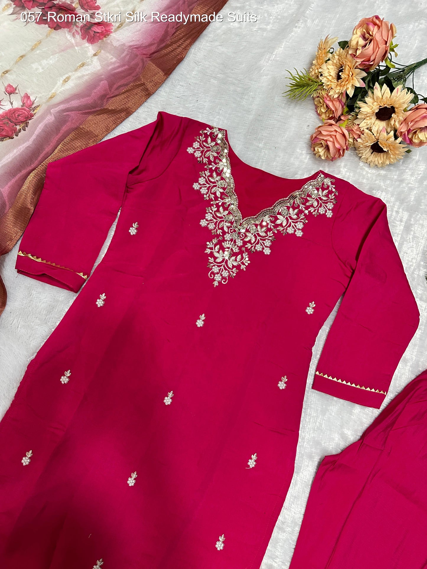 057-Roman Stkri Silk Readymade Suits