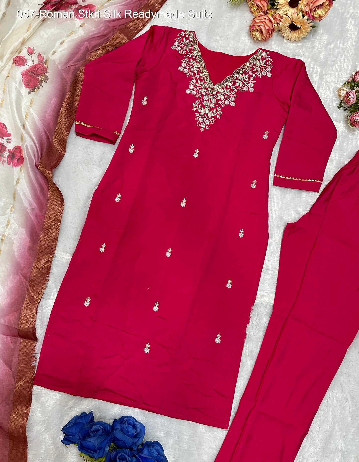 057-Roman Stkri Silk Readymade Suits