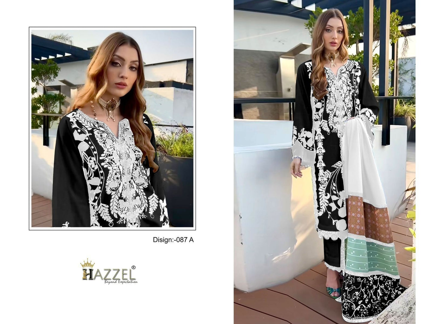 087 A Hazzel Rayon Cotton Pakistani Salwar Suits