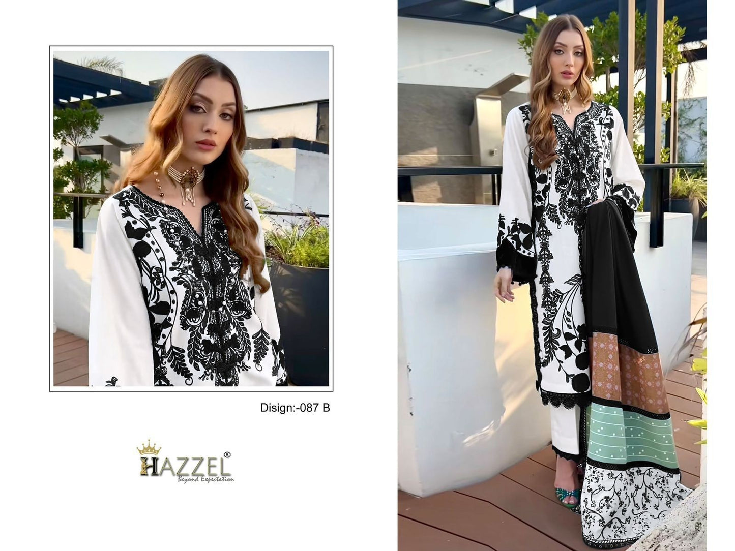 087 B Hazzel Rayon Cotton Pakistani Salwar Suits