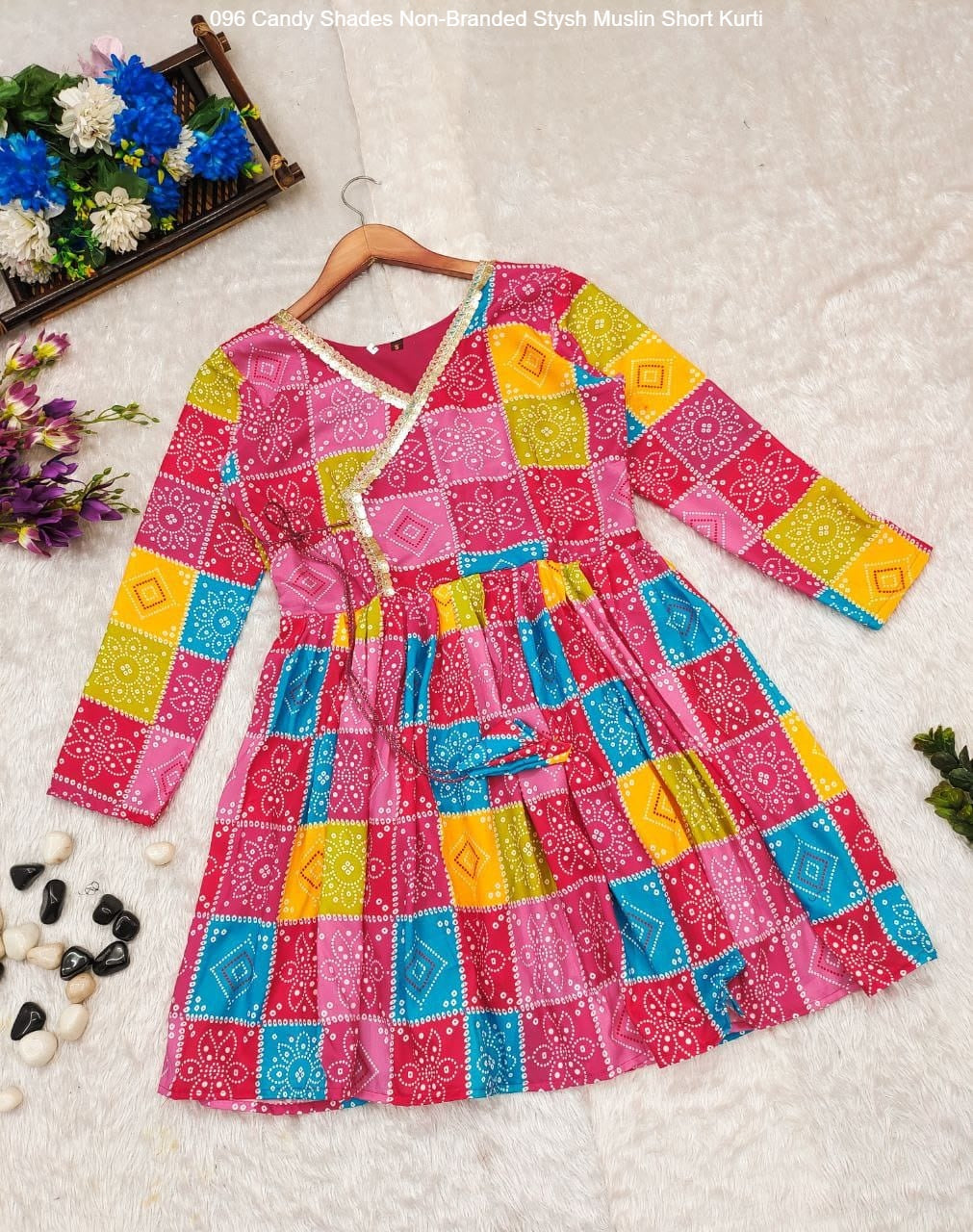 096 Candy Shades Non-Branded Stysh Muslin Short Kurti