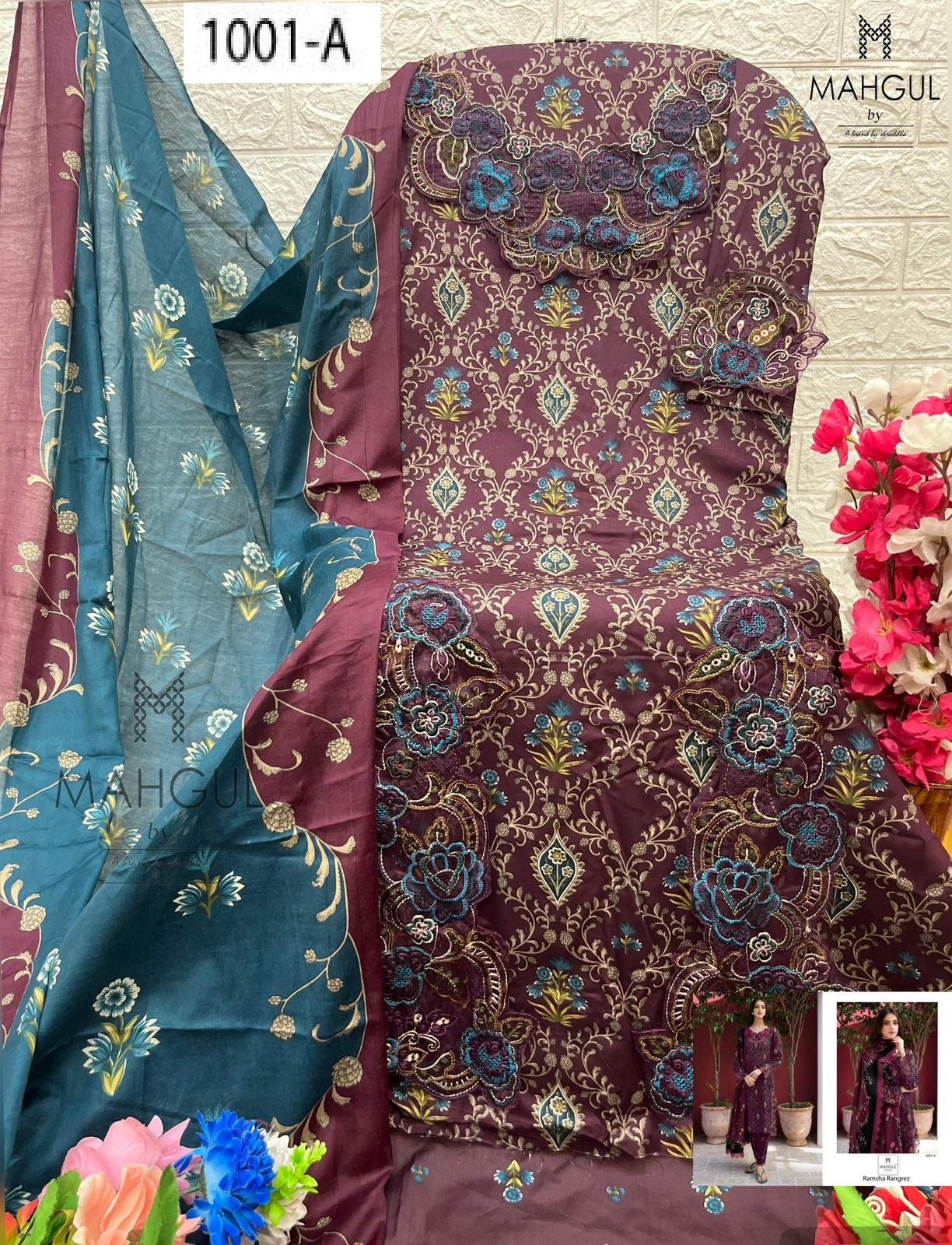 1001-A Mahgul Embroidery Pakistani Patch Suits