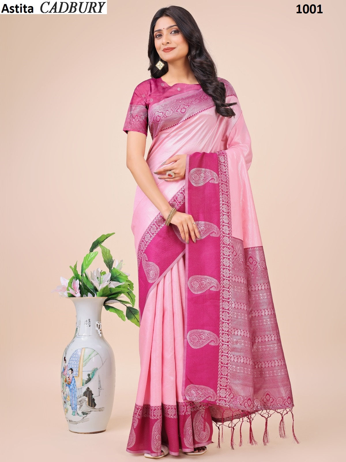 1001 Cadbury Astita Lichi Silk Sarees
