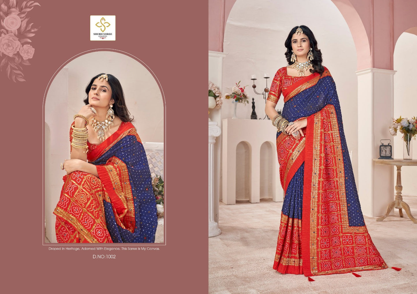 1002 Crush 4 Shubh Shree Aari Work Sarees