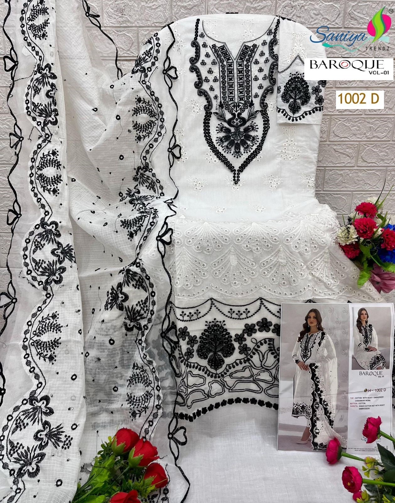 1002D Baroque Vol-1 Saniya Trendz Embroidery Pakistani Salwar Suits