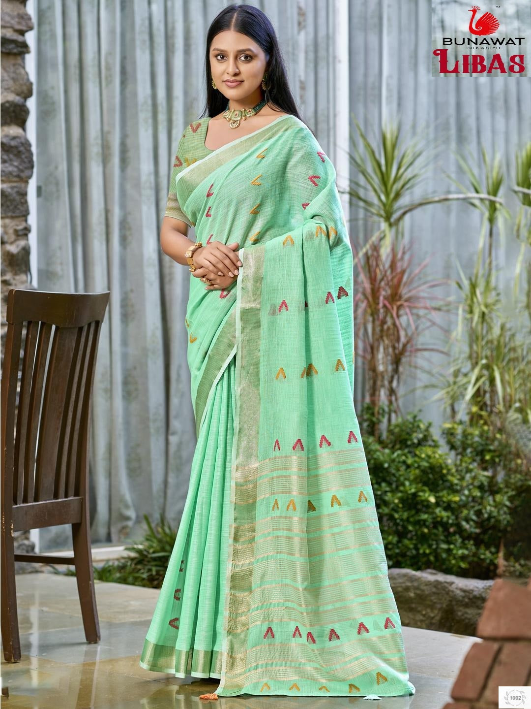 1002 Libas Bunawat Linen Cotton Sarees