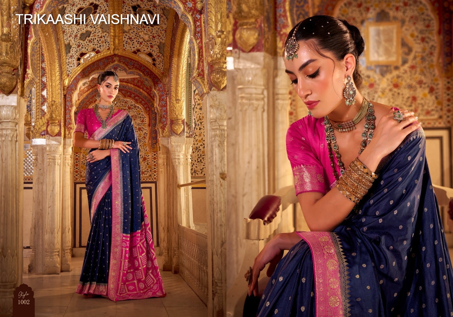 1002 Vaishnavi Trikaashi Satin Silk Sarees