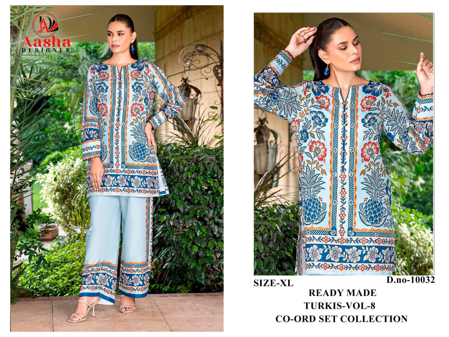 10032 Turkis Vol-8 Karachi Aasha Designer Printed Co Ord Set