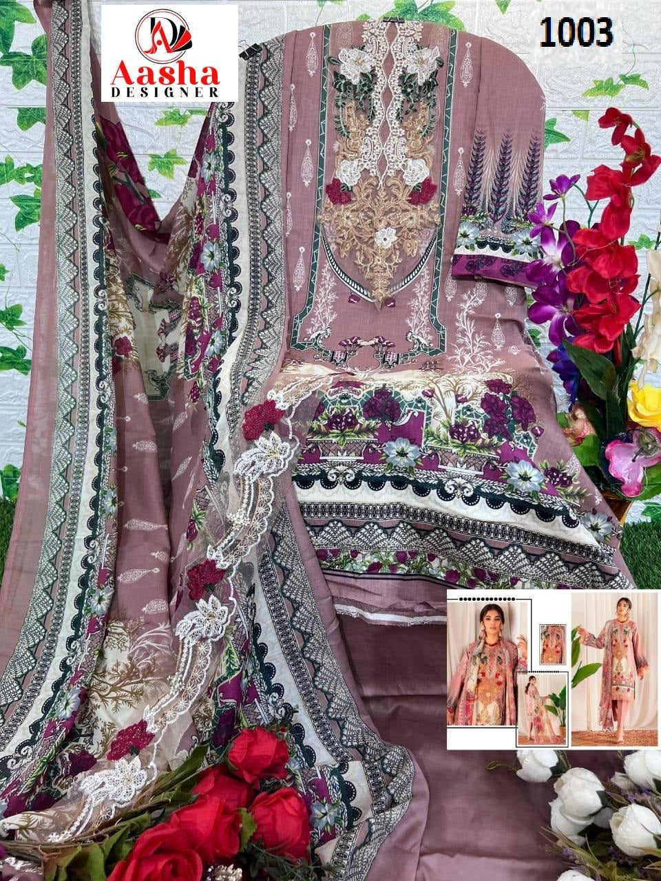 1003 Aasha Designer Printed Pakistani Patch Suits