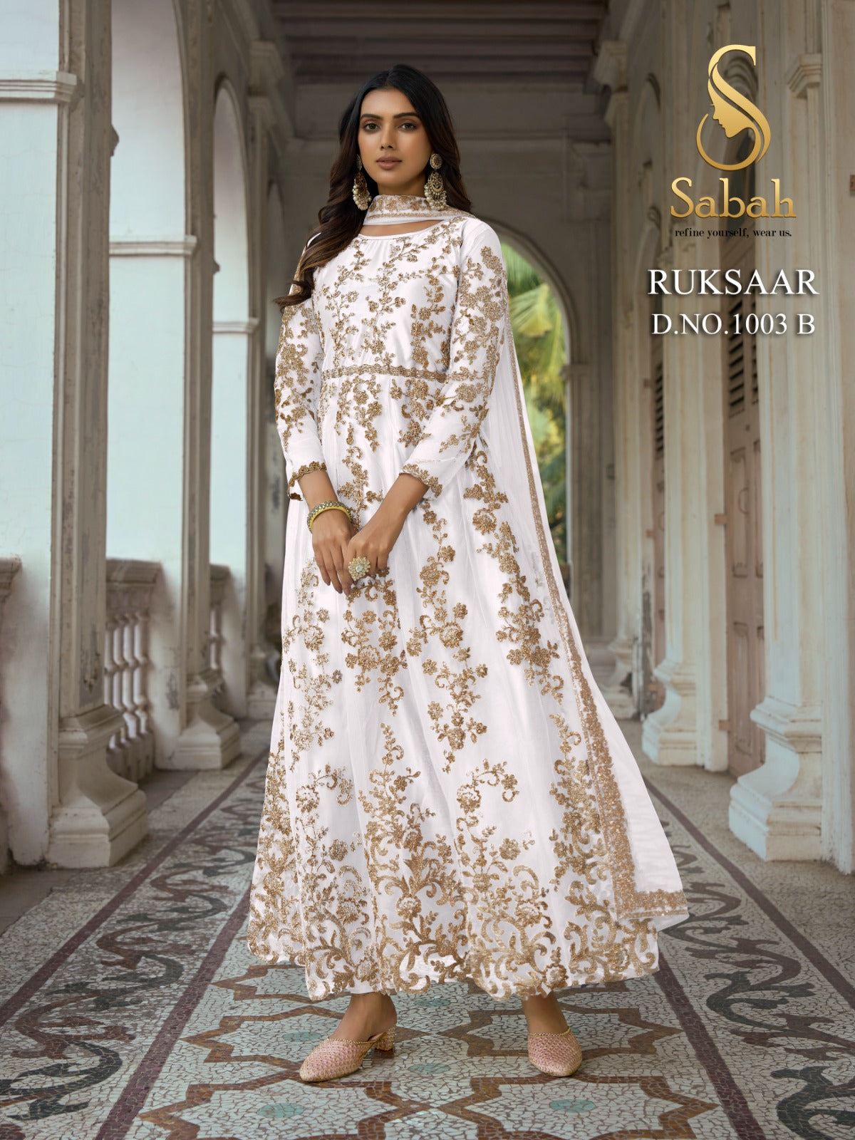 1003B Ruksaar Sabah Satin Silk Unstitched Suits