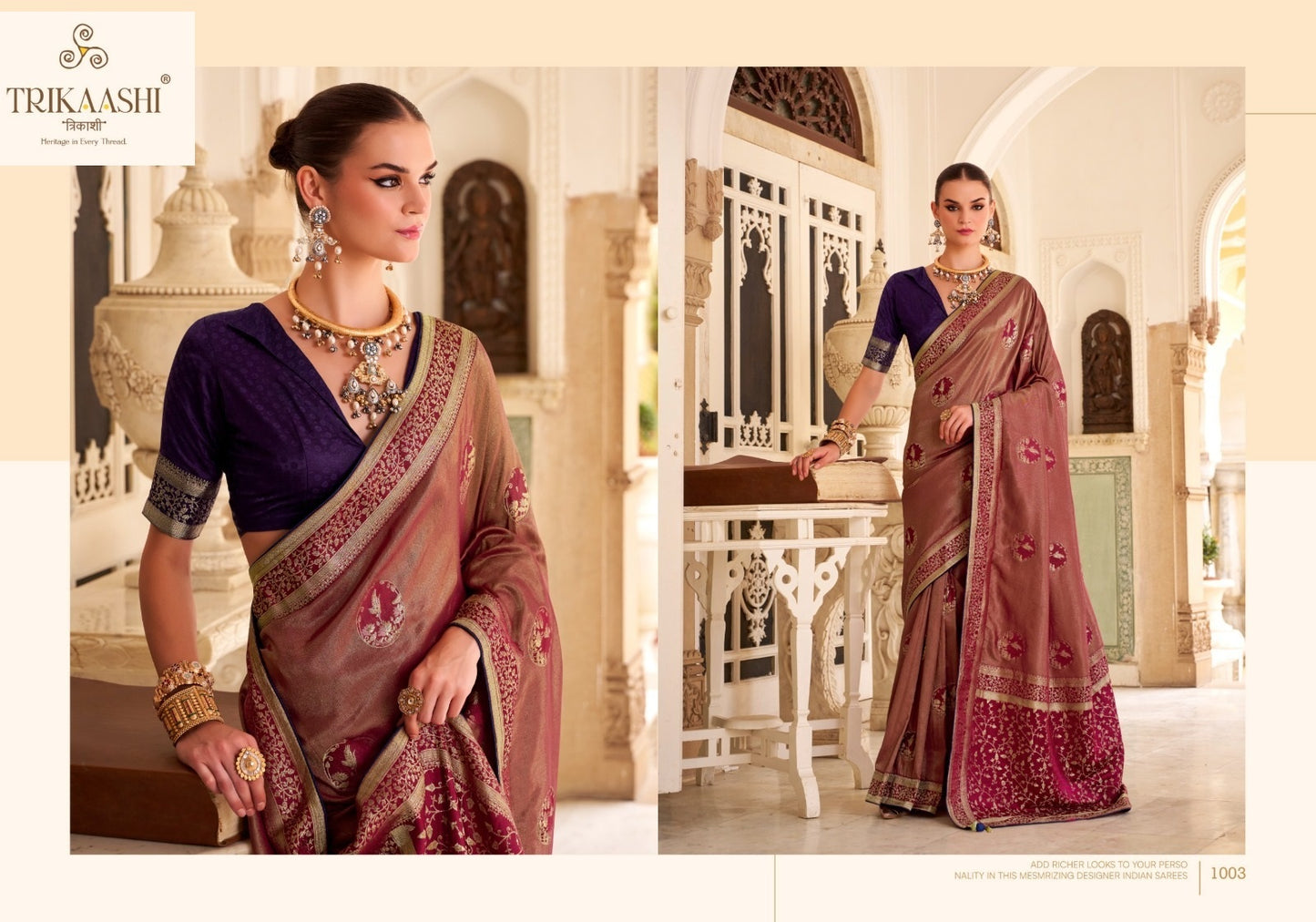 1003 Shanvika Trikaashi Nv Satin Sarees