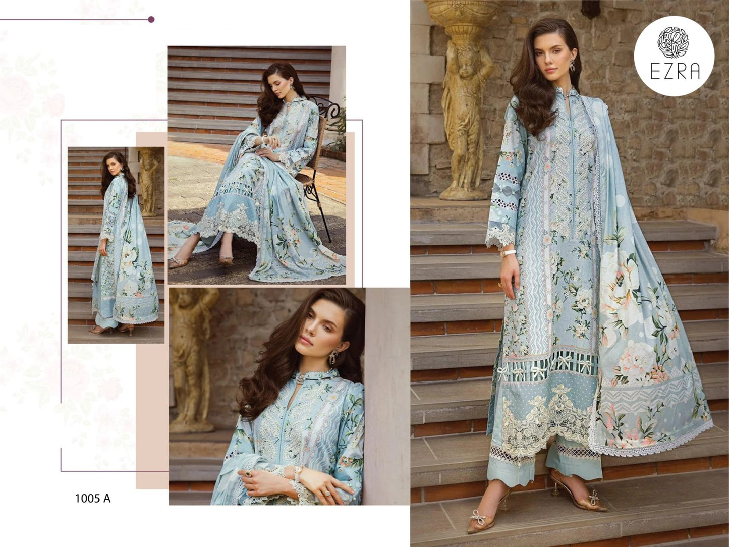 1005A Ezra Embroidery Pakistani Patch Suits