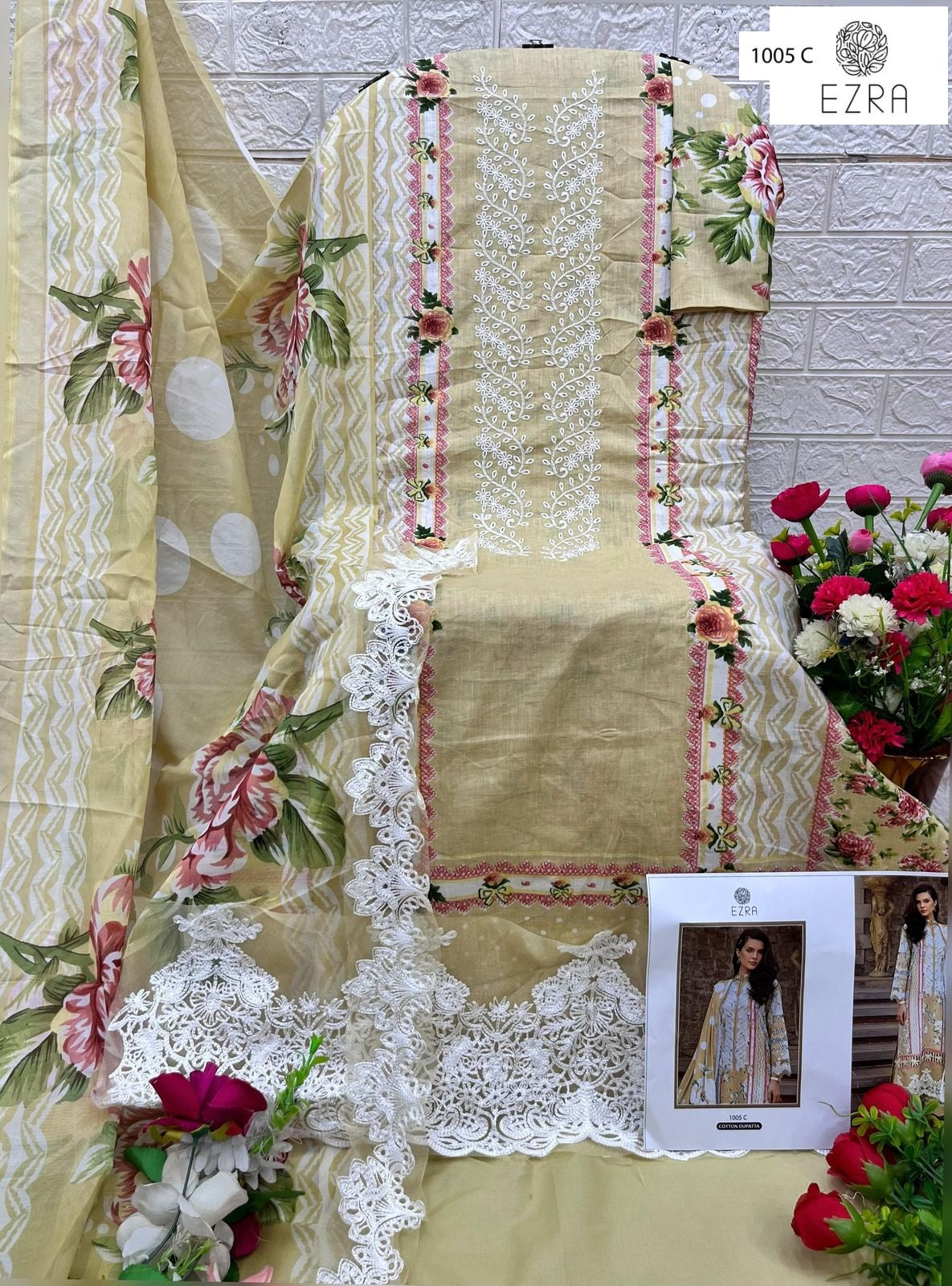 1005 C Ezra Embroidery Pakistani Patch Suits