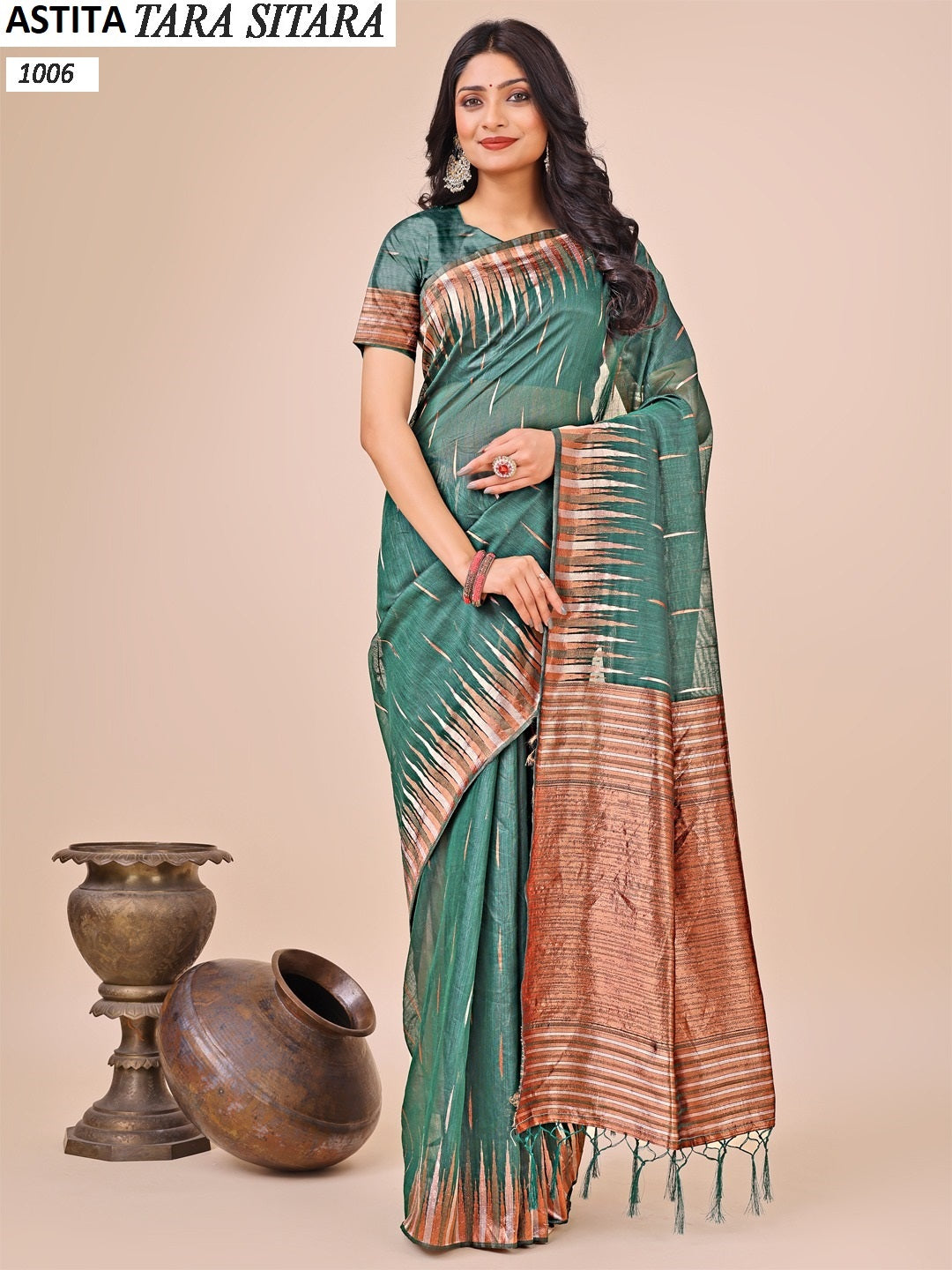 1006 Tara Sitara Astita Linen Cotton Sarees