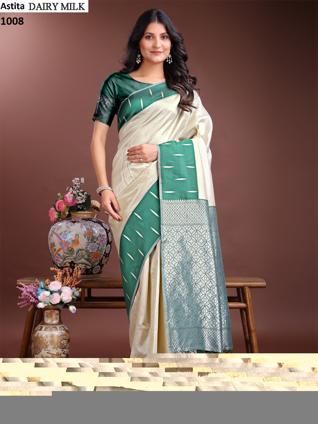 1008 Dairy Milk Astita Lichi Silk Sarees