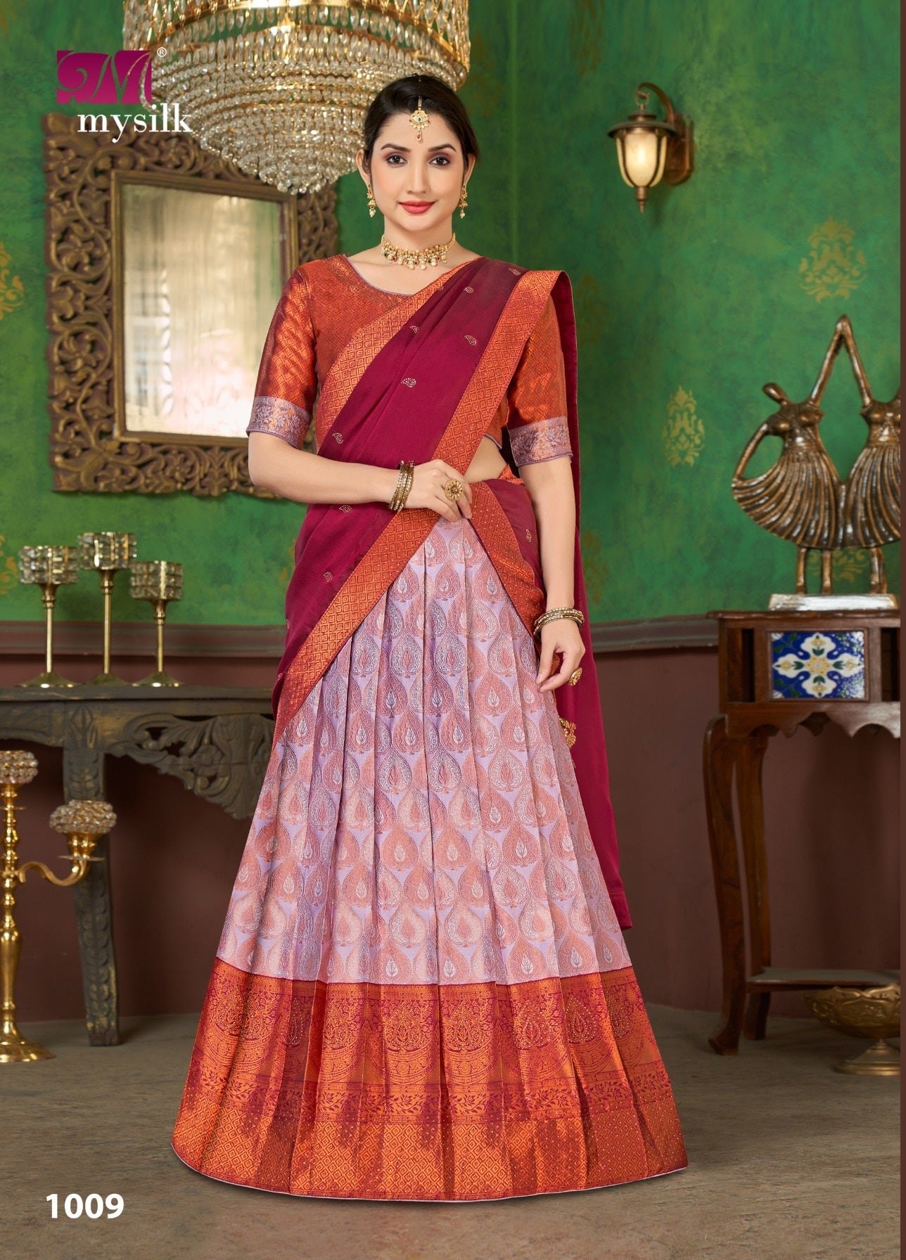 1009 Kaushalya Mysilk Rangoli Lehenga Saree