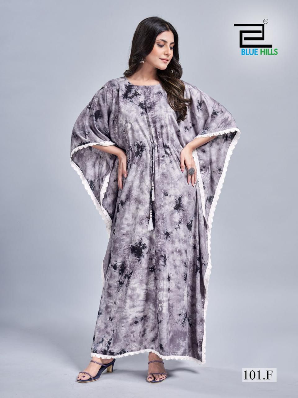 101-F Bluehills Heavy Rayon Kaftan