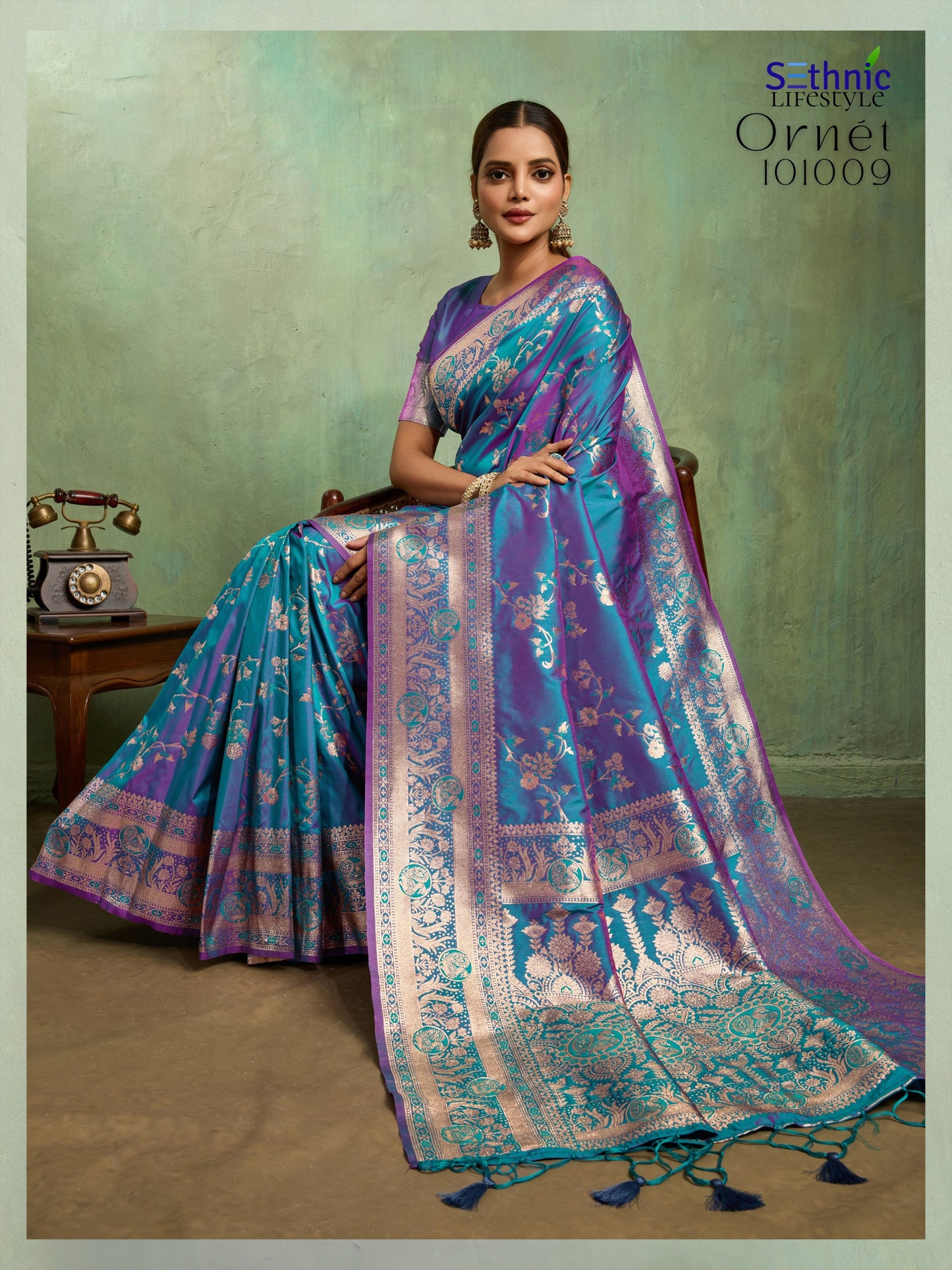 101009 Ornet Sethnic Banarasi Silk Sarees