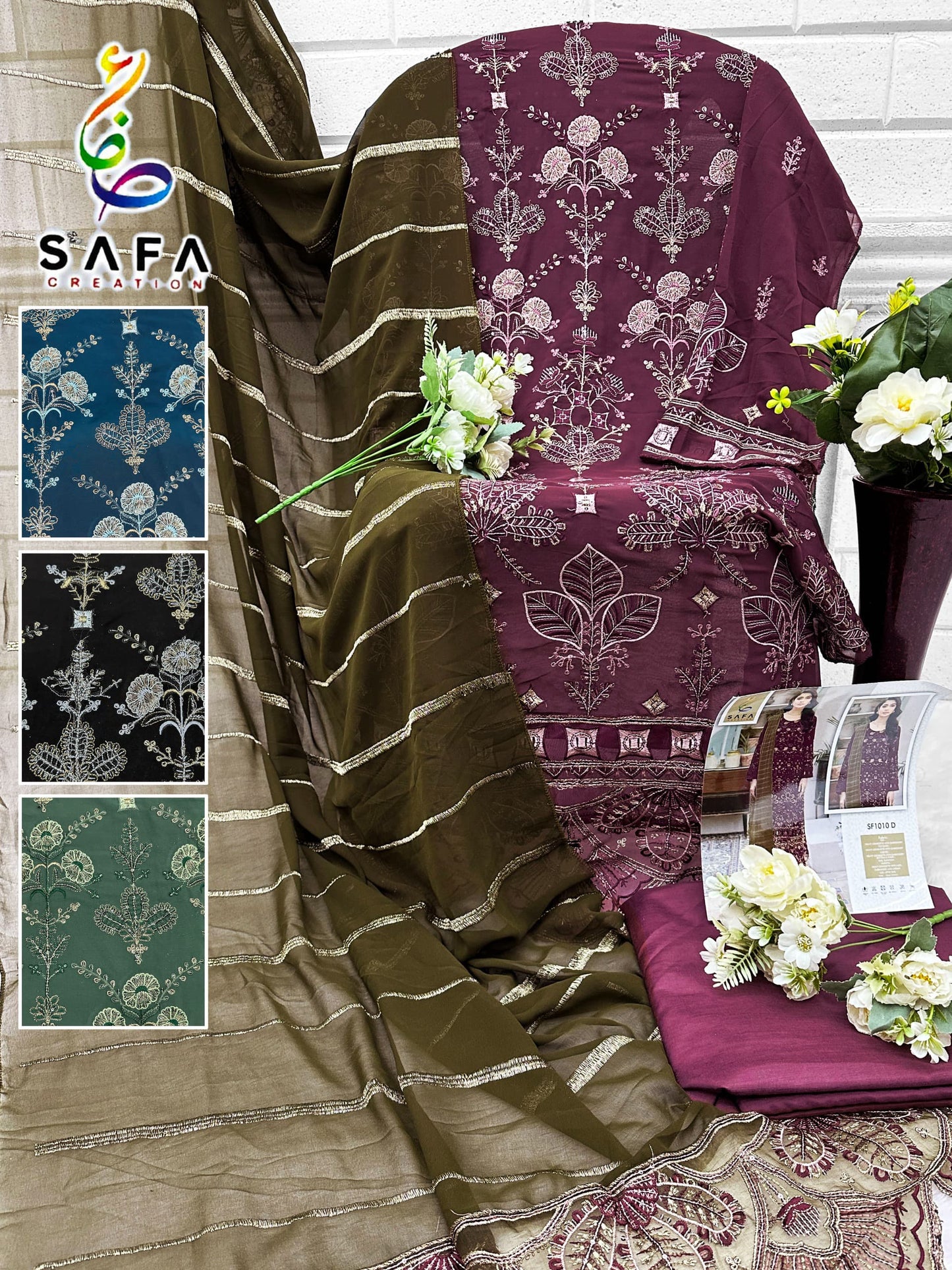 1010D Safa Creation Embroidery Pakistani Salwar Suits