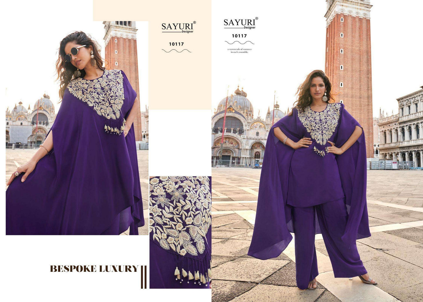 10117 Avika Sayuri Crepe Silk Top Bottom Set