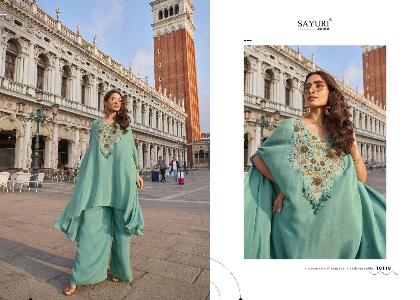 10118 Avika Sayuri Crepe Silk Top Bottom Set