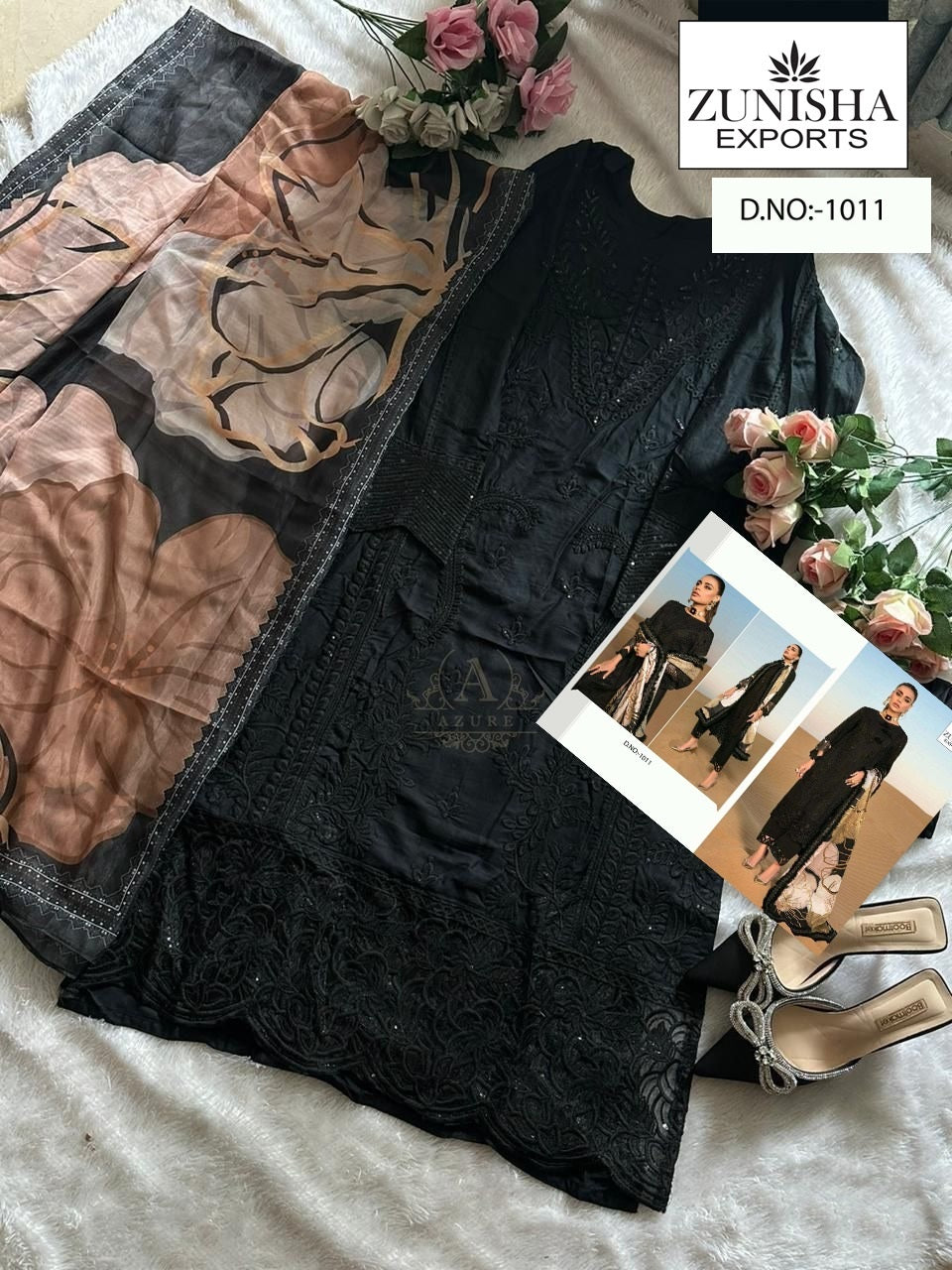 1011 Black Zunisha Exports Embroidery Pakistani Salwar Suits