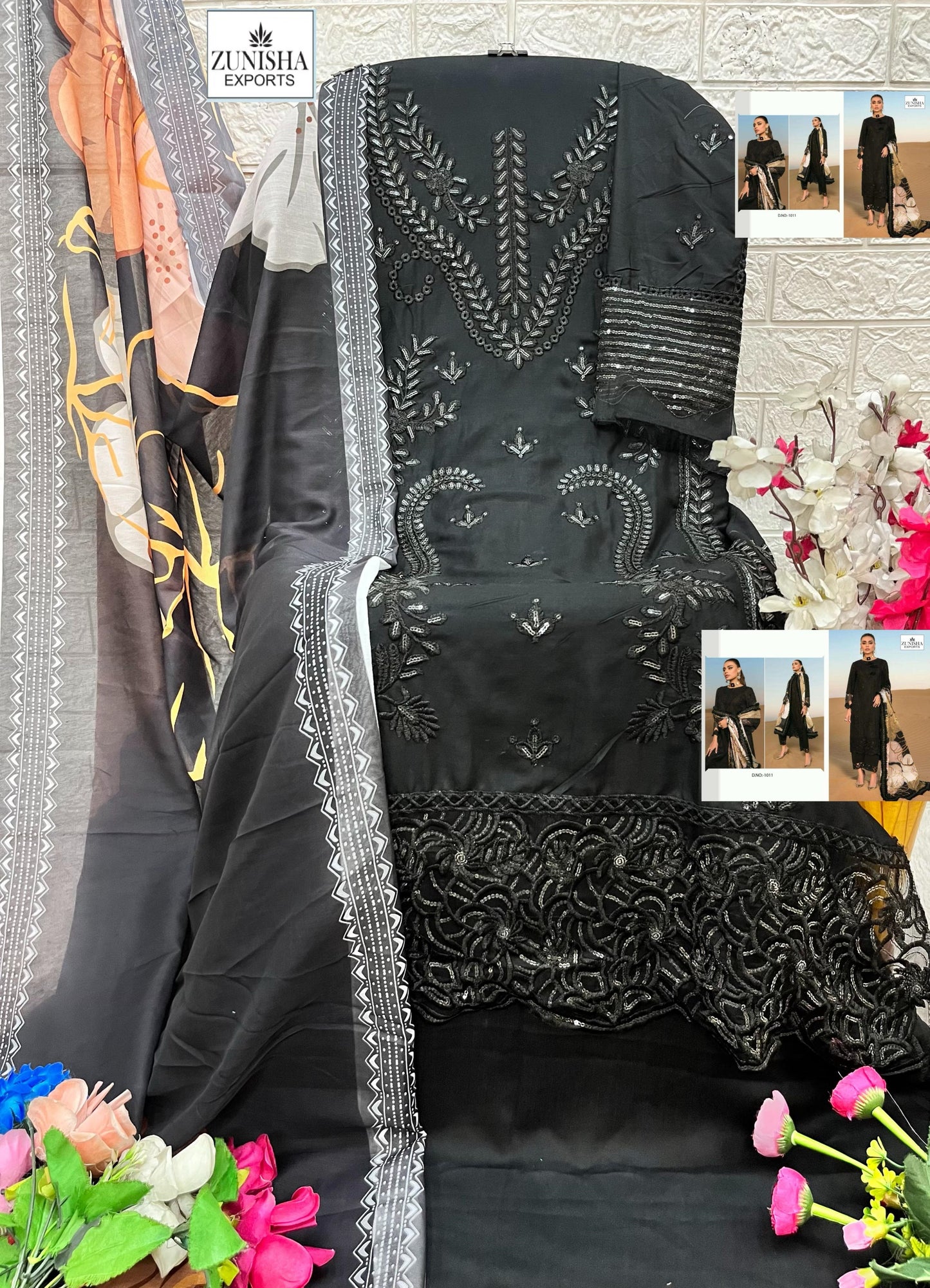 1011 Black Zunisha Exports Embroidery Pakistani Salwar Suits