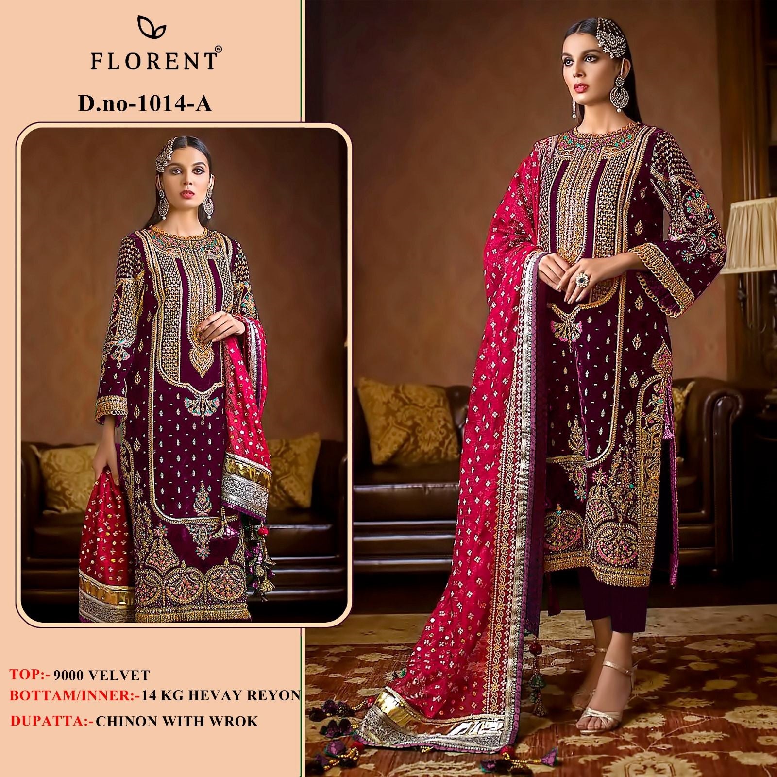 1014-A Florent Embroidery Velvet Suits