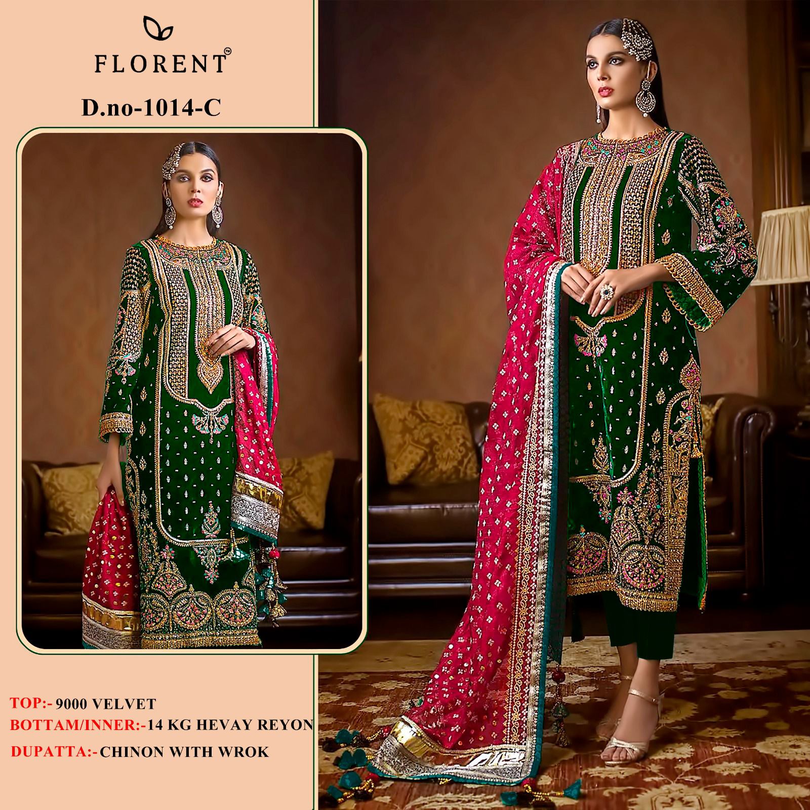1014-C Florent Embroidery Velvet Suits