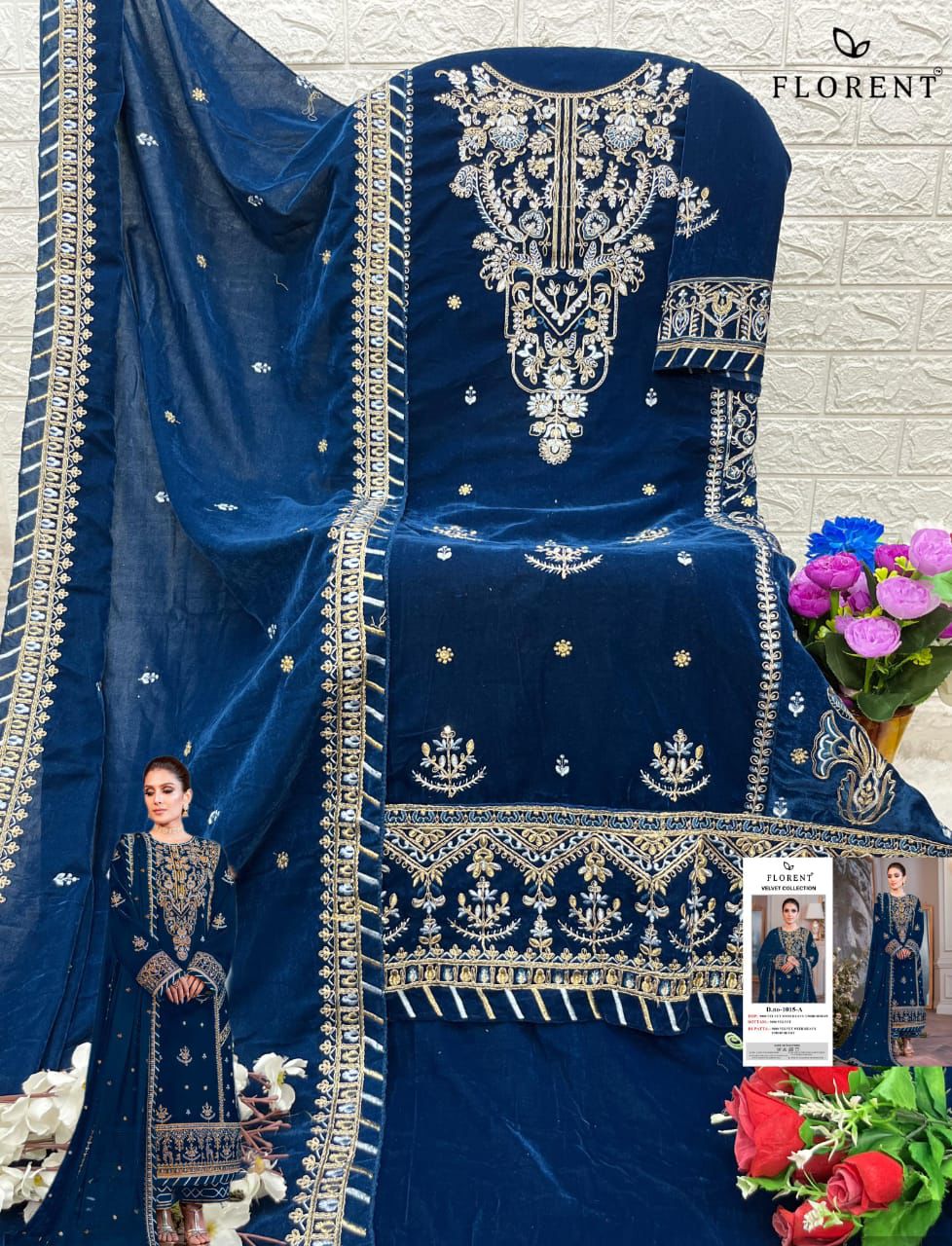 1015A Florent Embroidery Velvet Suits